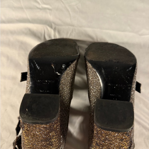 Saint Laurent Paris Women’s High Heels Disco Sparkle Silver / Gold Size 36 - Picture 10 of 12